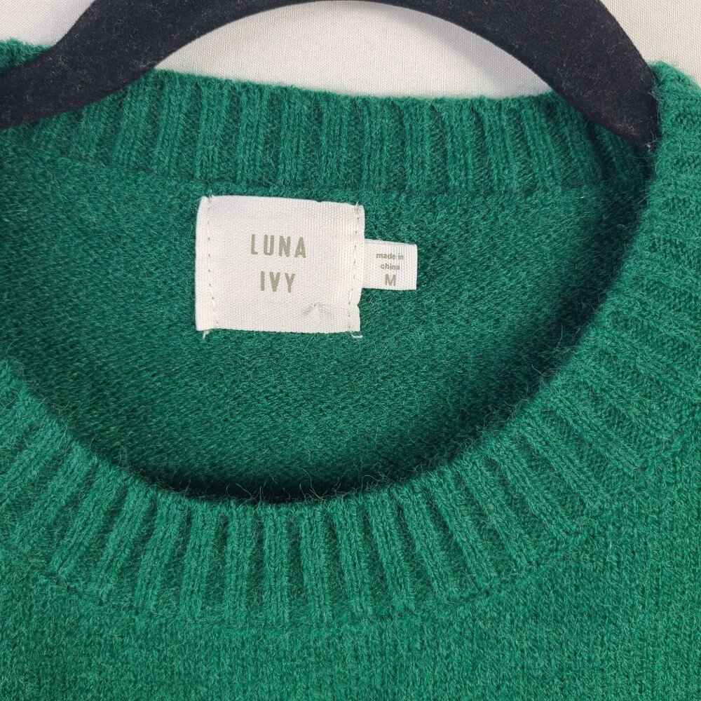 Luna Ivy Green Candy Cane Sequin Sweater Acrylic Blend Christmas Pullover Sz M - Picture 4 of 7